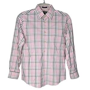 Express Shirt Men Small Pink Black Plaid Modern Fit Button Up Career Work Preppy